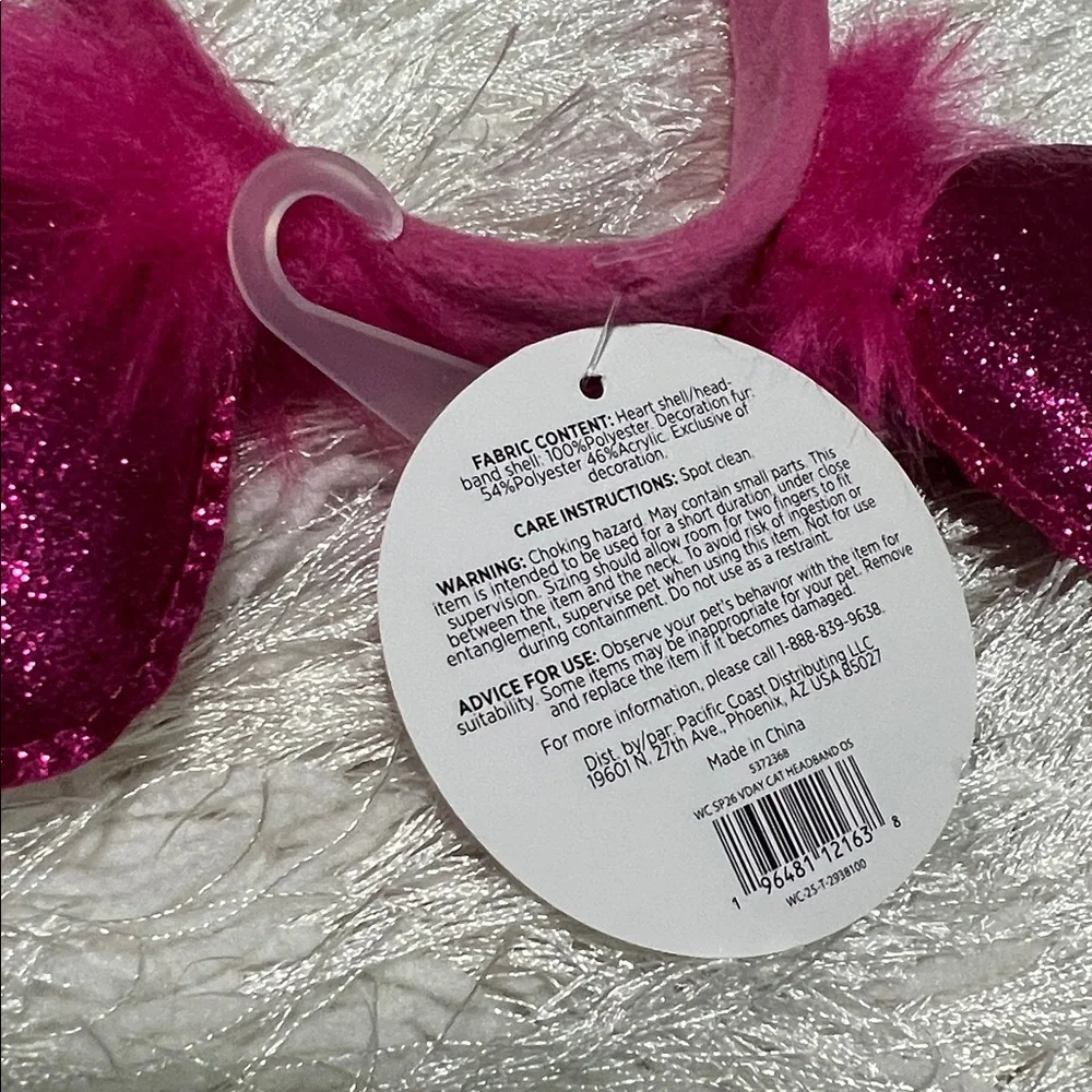 NWT Whisker City Dog / Cat Heart Valentines Headband OSFA